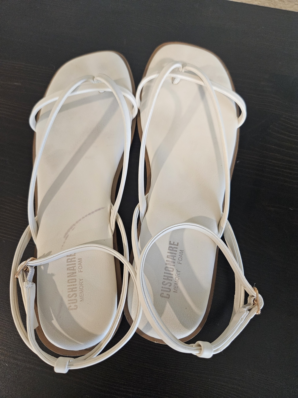 Memory Foam White Strappy Memory Foam Sandals - Women's